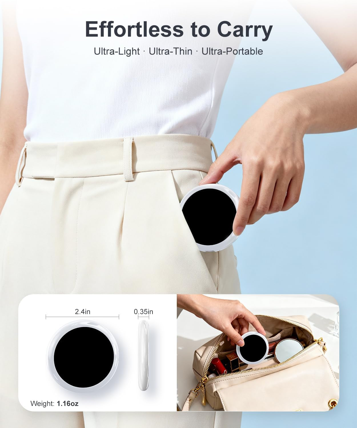 Plug-And-Play Vlog Selfie Monitor Screen Iphone, Lightweight Back Camera Monitor with Remote, 60Fps Magnetic Selfie Screen for Rear Camera Selfies, Vlogging, Only Compatible with Iphone - off White