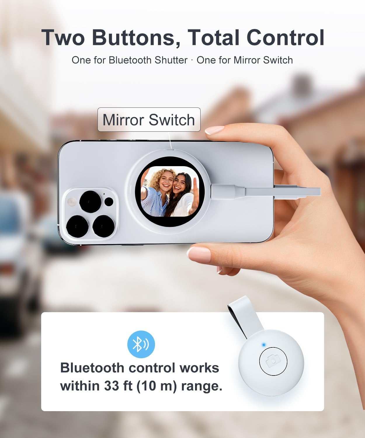 Plug-And-Play Vlog Selfie Monitor Screen Iphone, Lightweight Back Camera Monitor with Remote, 60Fps Magnetic Selfie Screen for Rear Camera Selfies, Vlogging, Only Compatible with Iphone - off White