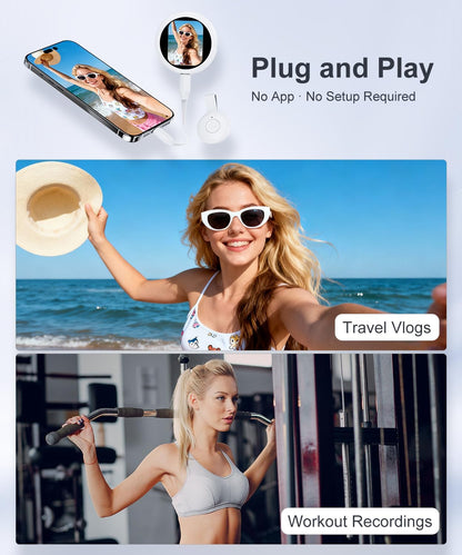 Plug-And-Play Vlog Selfie Monitor Screen Iphone, Lightweight Back Camera Monitor with Remote, 60Fps Magnetic Selfie Screen for Rear Camera Selfies, Vlogging, Only Compatible with Iphone - off White